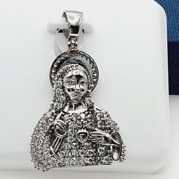 "925 Sterling Silver Plated CZ Pendant, INUS1BR003 - Picture 1 of 8